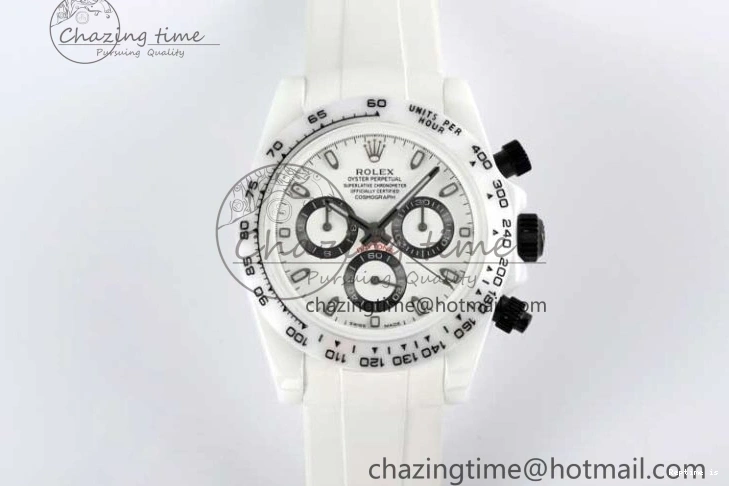 1223 FashionForward Daytona White Ceramic 5GF Best Edition White Black Dial on White Rubber Strap A 2329